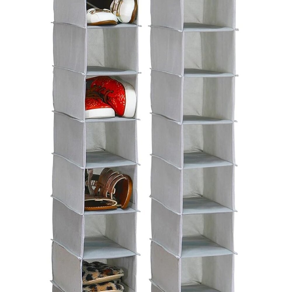 2 Pack 10 Shelves Hanging Organizer, Grey